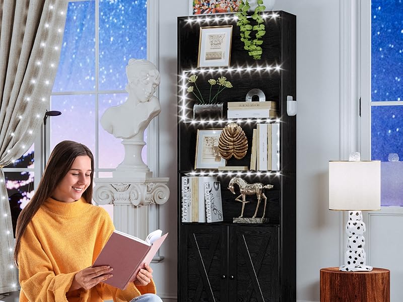 bookcase with LED strip