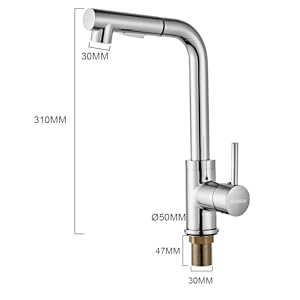 Robinet Cuisine Douchette STANEW,Mitigeur Cuisine Douchette Extractible Rotatif à 360°, Robinet Avec Douchette Extractible, 2 Modes De Pulvérisation,Chrome 13 Dessins dimensionnels
