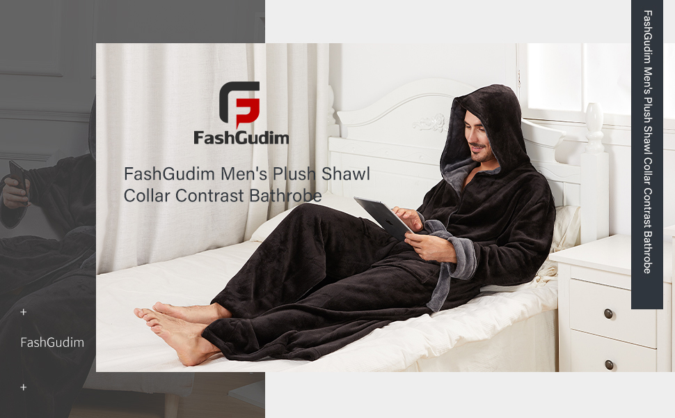 mens full length big and tall contrast bathrobes