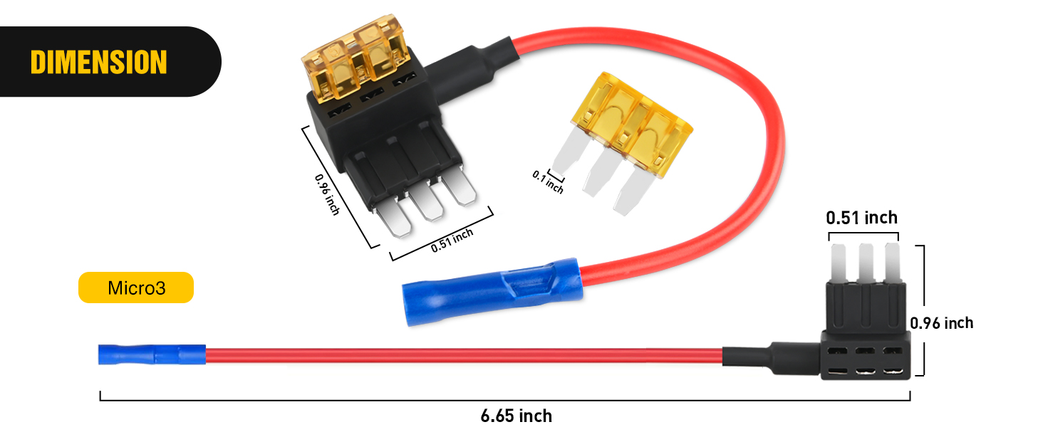 Nilight 2 Pack Micro 3 Fuse Tap Add-a-Circuit Fuse Blade Style Fuse Expandable Circuit Tap