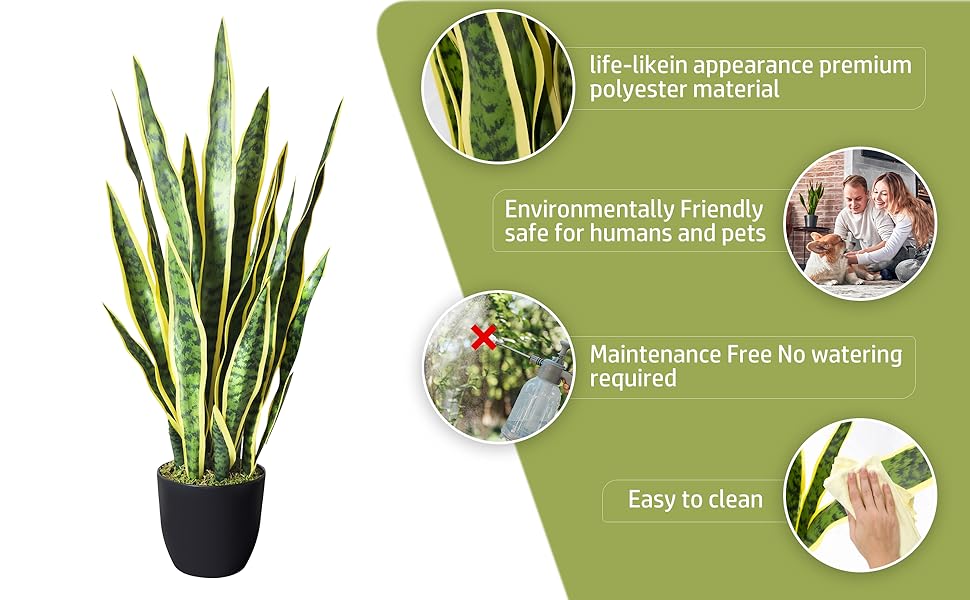 LOVMOR 28 in Artificial Snake Plant with Plastic Nursery