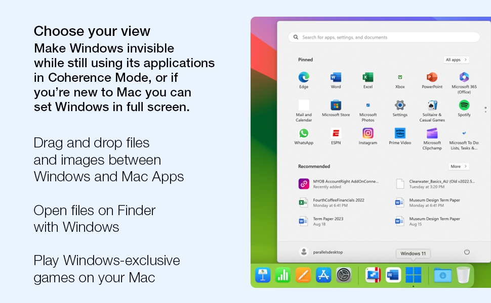 Make Windows invisible while still using its applications in Coherence Mode.