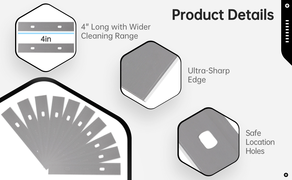 Homaisson 4" Scraper Blades, 100 Pcs Replacement Scraper