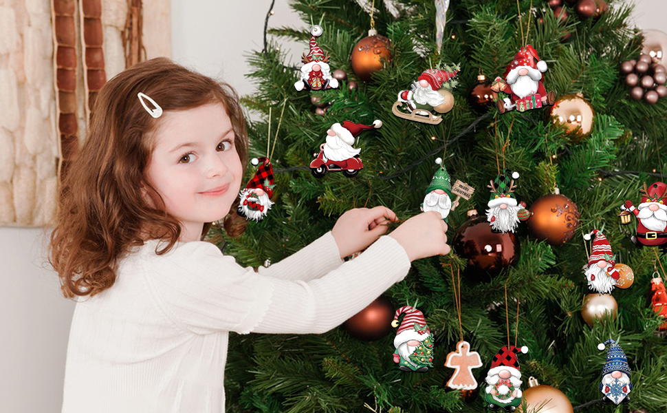 Christmas goblin wooden ornament