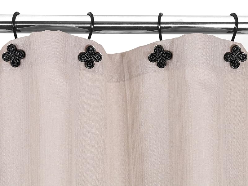 Popkozzi Black Shower Hooks for Shower Curtain, Set of 12, Rust Proof Metal