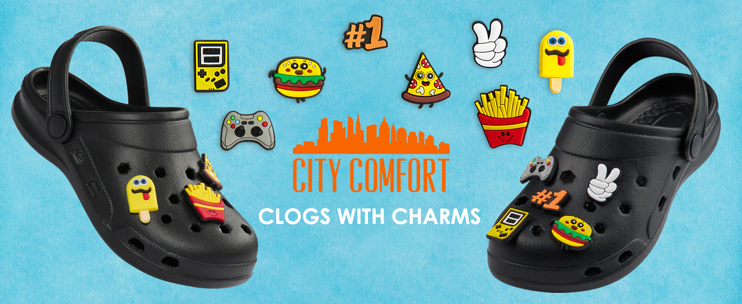 CityComfort Boys Clogs with Removable Charms