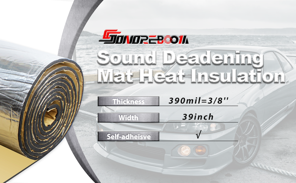 Sonoreboom Self Adhesive Automotive Heat Insulation, 390mil Thick Sound Dampening