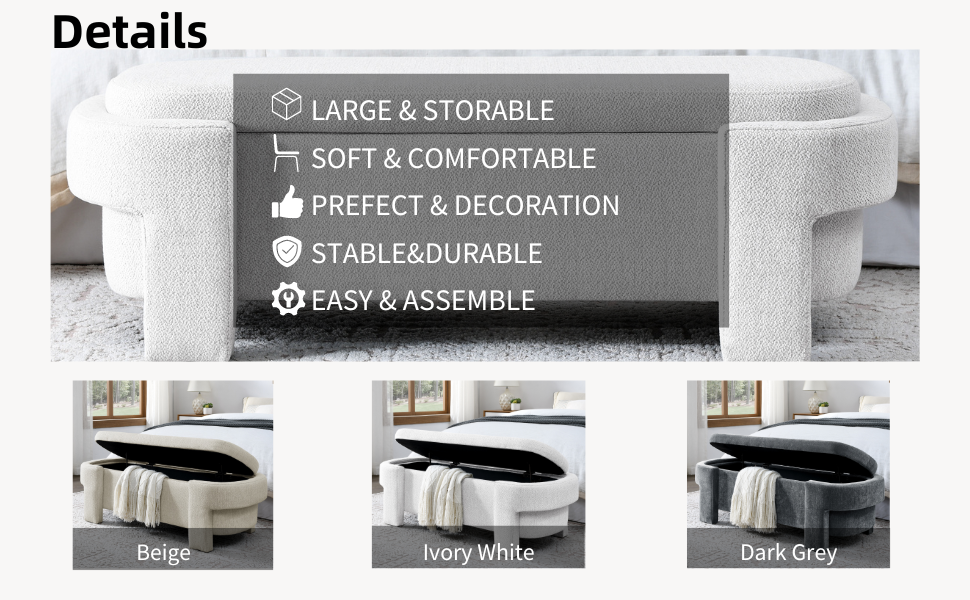 Wunlerlant 51.5" Storage Bench End of Bed Storage Benches