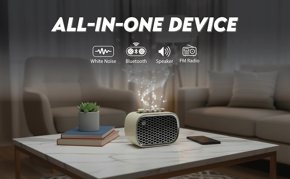 White Noise Sound Machine with Alarm Clock for Deep Sleep and Relaxation