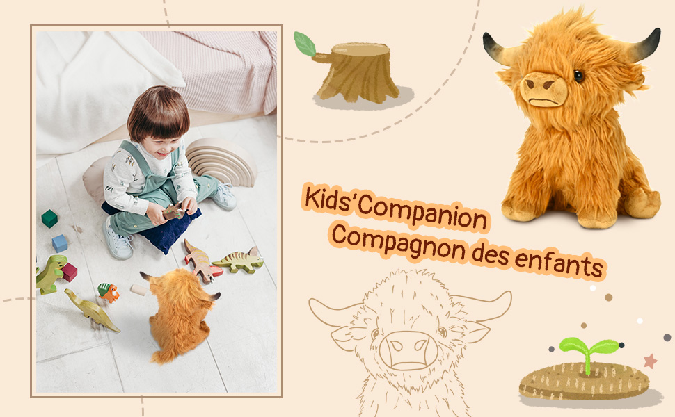 Vache ?�cossaise des Highlands en peluche, r?�aliste en peluche, 23 cm, marron : Amazon.ca: Jeux 