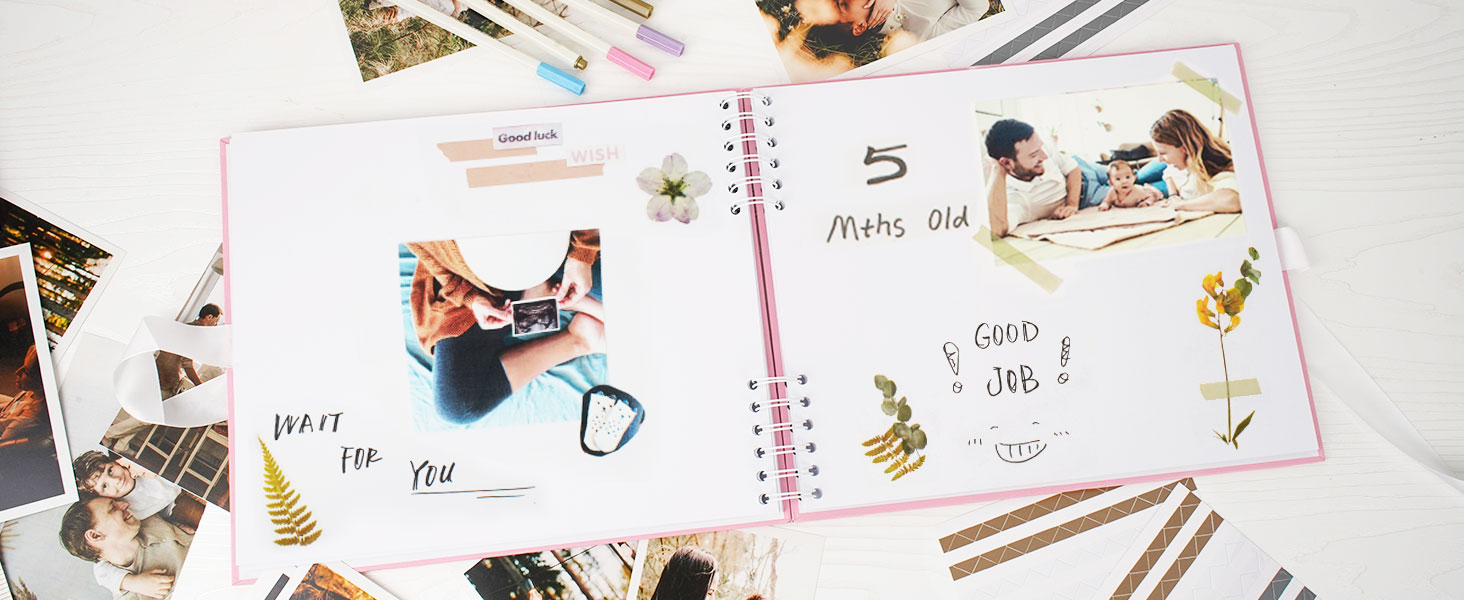 Yopih Grey Scrapbook Photo Book With 100 White Pages 29x21.5 Cm