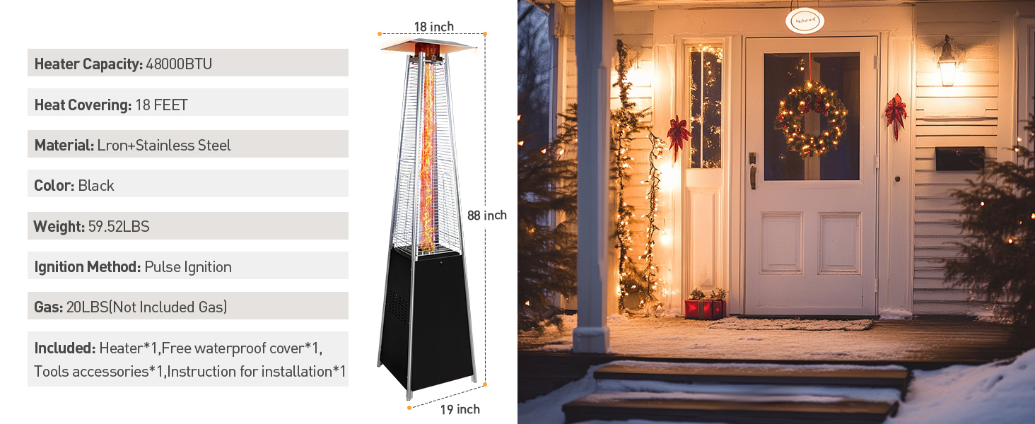 48,000 BTU Pyramid Patio Heater