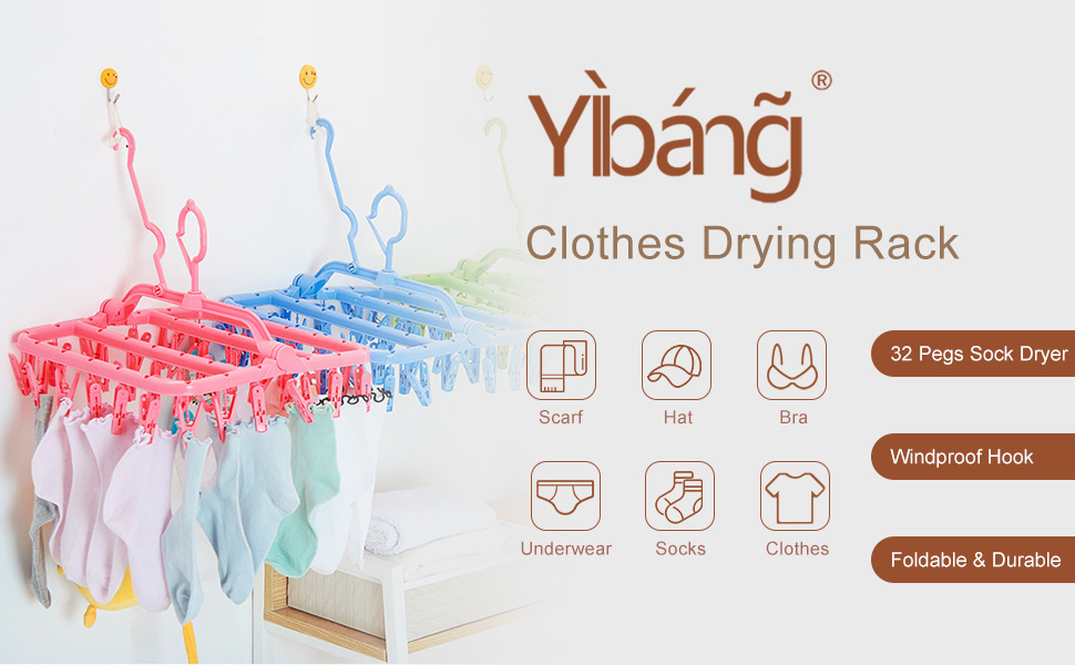 Sock Dryer, Sock Drying Rack with 32 Pegs Laundry Drip Hanger, Foldable