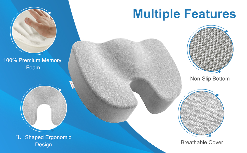 SAMSON COCCYX SEAT CUSHION FOR TAILBONE PAIN, LOWER BACK SUPPORT. TAILBONE SUPPORT CUSHION FOR