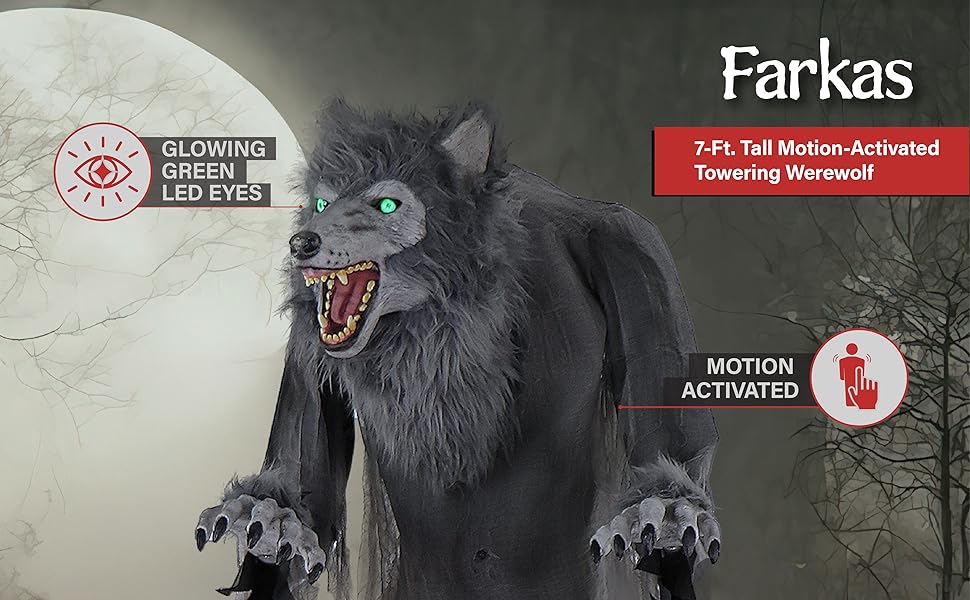 Haunted Hill Farm 7Ft. Tall Towering Werewolf, Motion