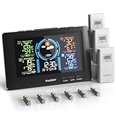 Raddy WF-80C Wireless Weather Station with 7.5" Colour Display, 3 Outdoor Sensors, Indoor/Outdoor...