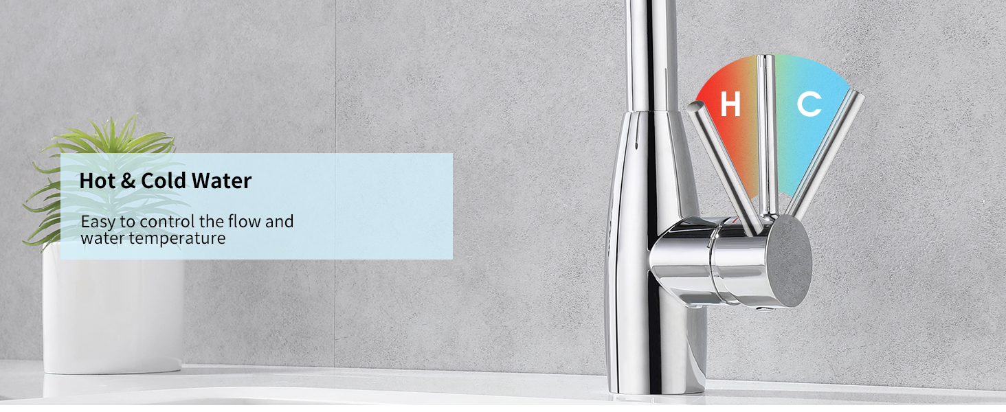 CREA Bar Sink Faucet Bathroom Faucet Single Hole Handle Chrome with Deck Plate Prep Wet Utility