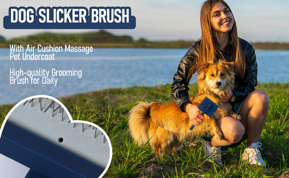 Cofoyo Large Soft Slicker Brush for Dogs Cats with Air