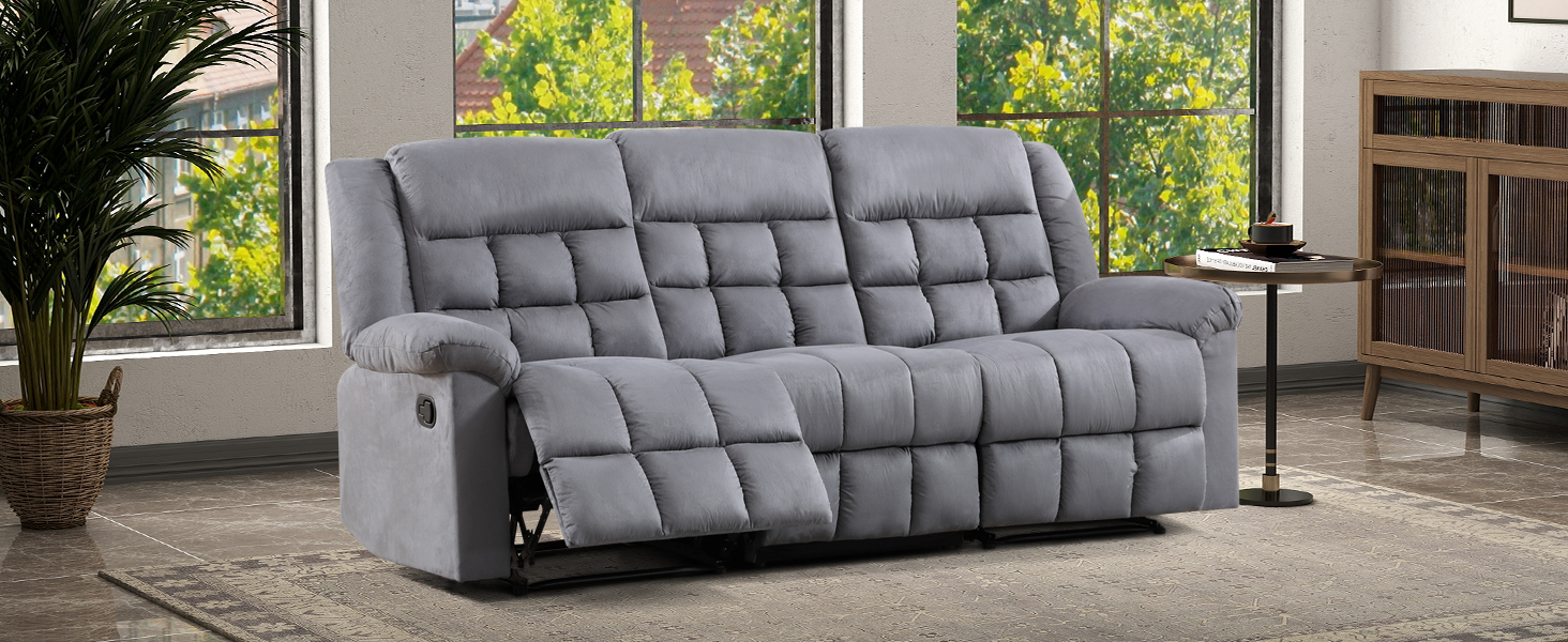 EBELLO Manual Reclining Couch Sofa Set for Living Room
