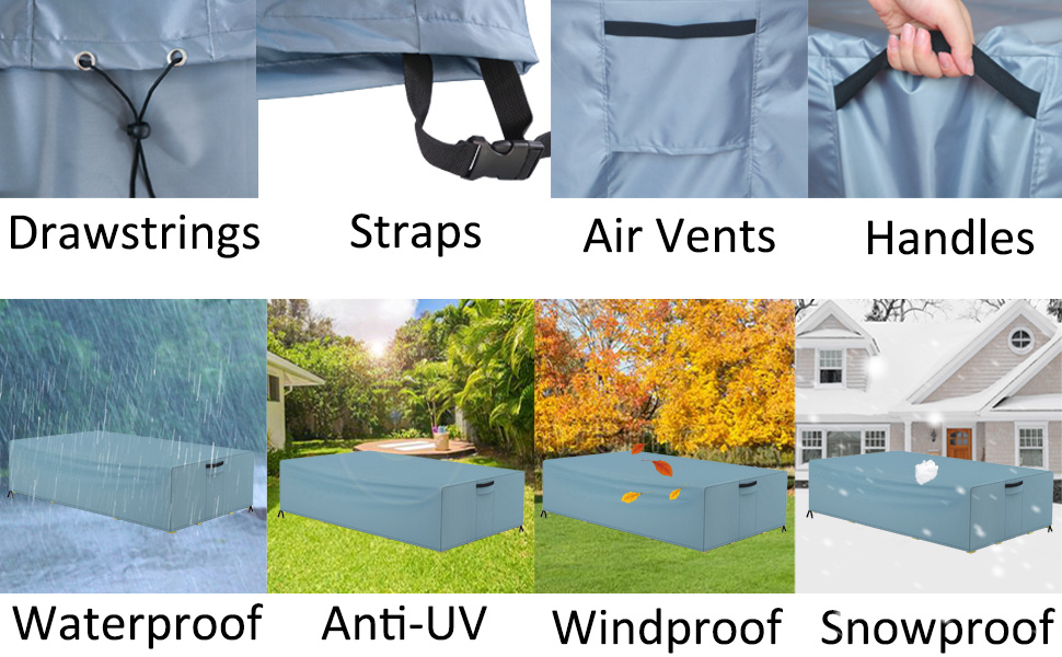 MUTUSHI Patio Furniture Cover, Waterproof Patio Table Cover