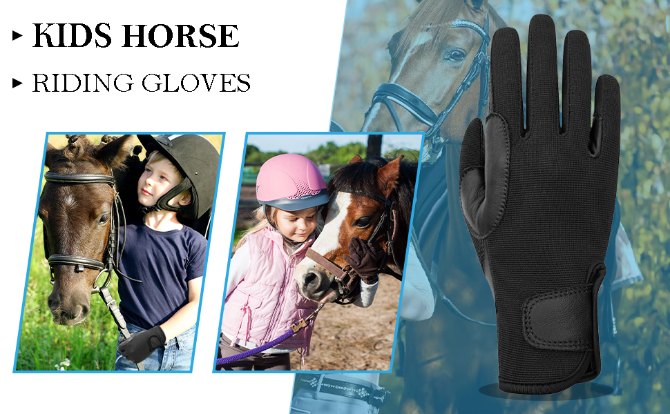 Thapower Kids Leather Horse Riding Gloves