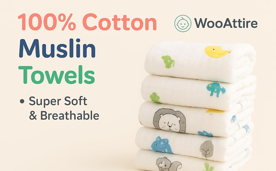 100% Cotton Muslin Towels – Super Soft & Breathable