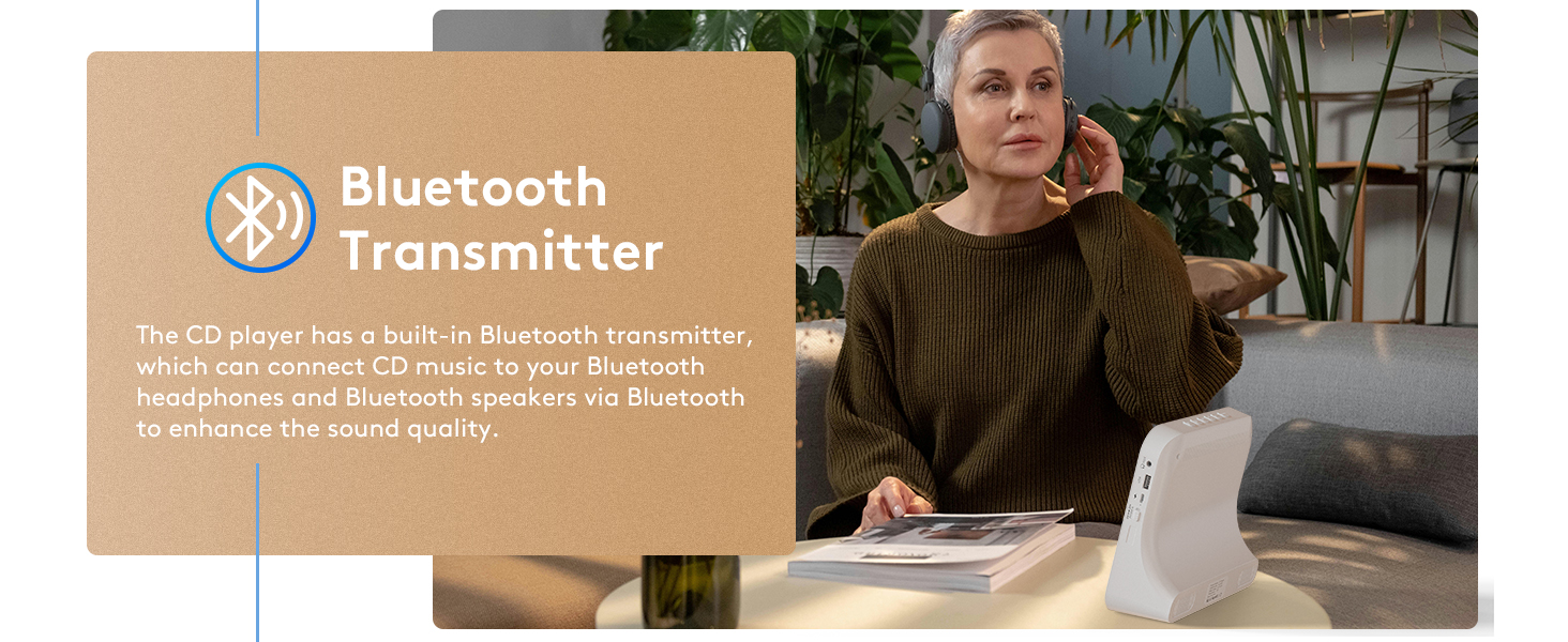 QUALORI CD Player Portable with Bluetooth Desktop CD Player