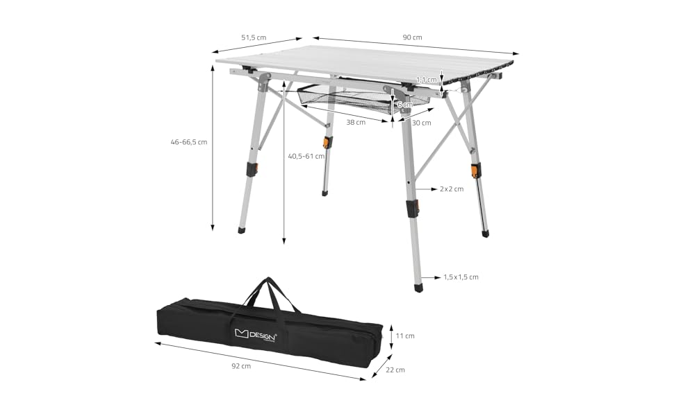 ML-Design Campingtafel, opvouwbaar, zilver, 90 x 51,5 cm, aluminium klaptafel, in hoogte verstelbaar, vouwtafel