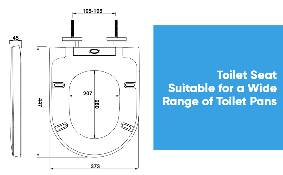 Blue Canyon DShaped Duroplastic Toilet Seat with NonSlip Seat Bumpers
