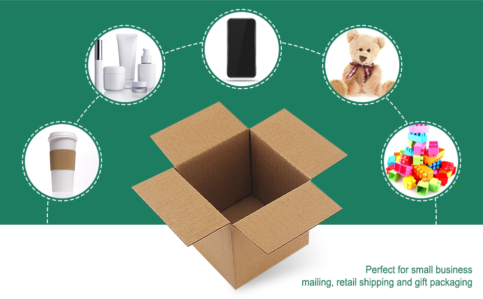 4x4x4 Shipping Boxes, 25 Pack Cardboard Box Mailers