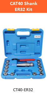 Accusize Industrial Tools 12-Pc ER40 Chuck Set Plus 1-Pc CAT40-ER32-70mm Chuck Holder