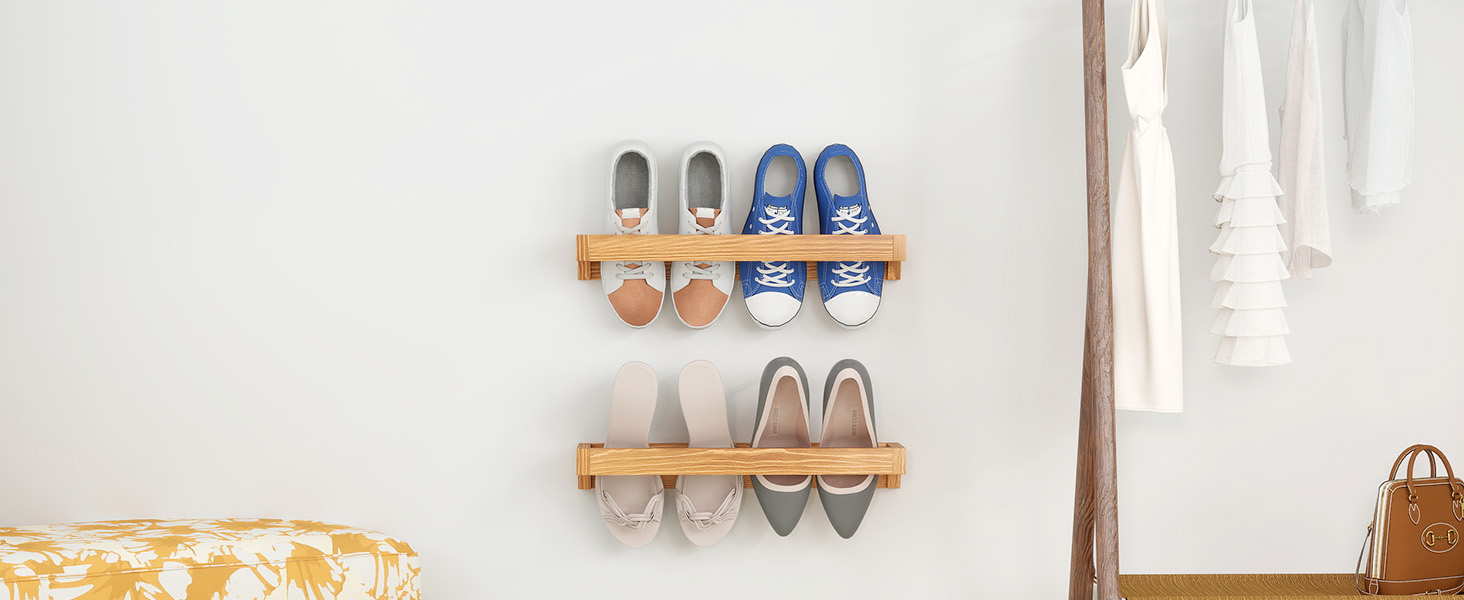 Rustic Burnt Wood Hanging Shoe Rack