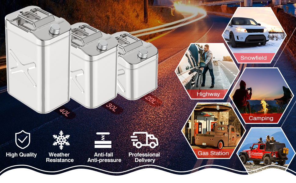 INCLAKE Stainless Steel Gas Can, Tight Sealed Thickened