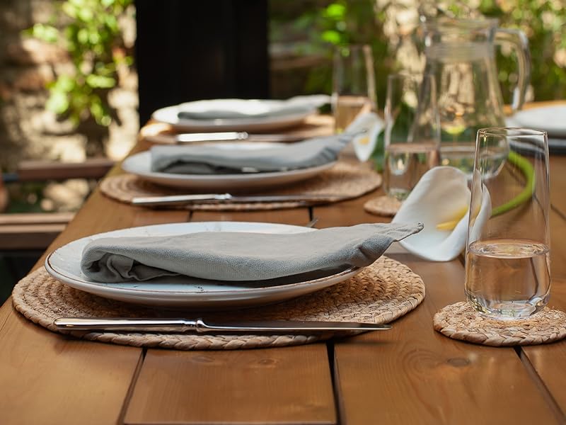 Round Placemats Set Of 6 Rattan Placemats Woven Placemats 14Inch Natural Hyacinth Wicker Placemats