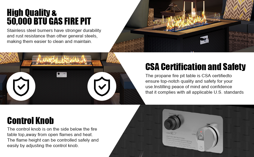 50,000 BTU Gas Fire Pit Table 