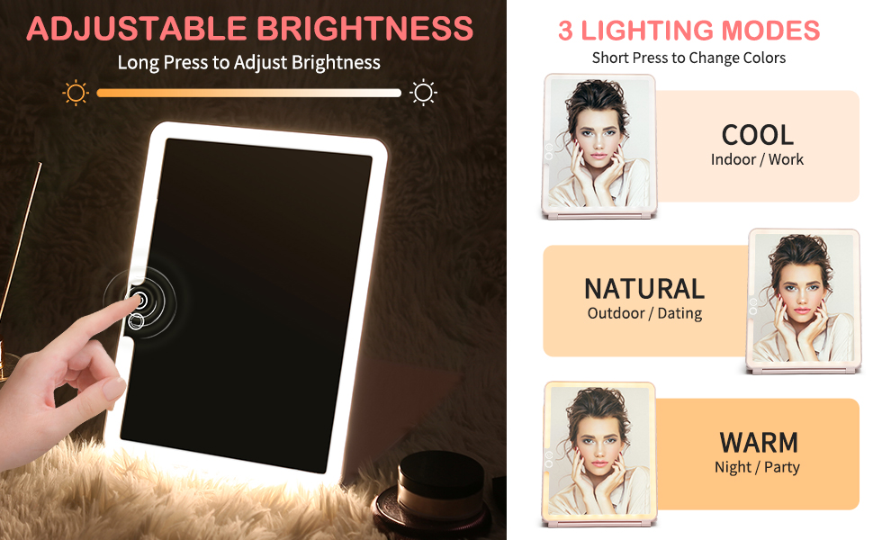 travel magnifying mirror with light folding mirror portable makeup mirror 