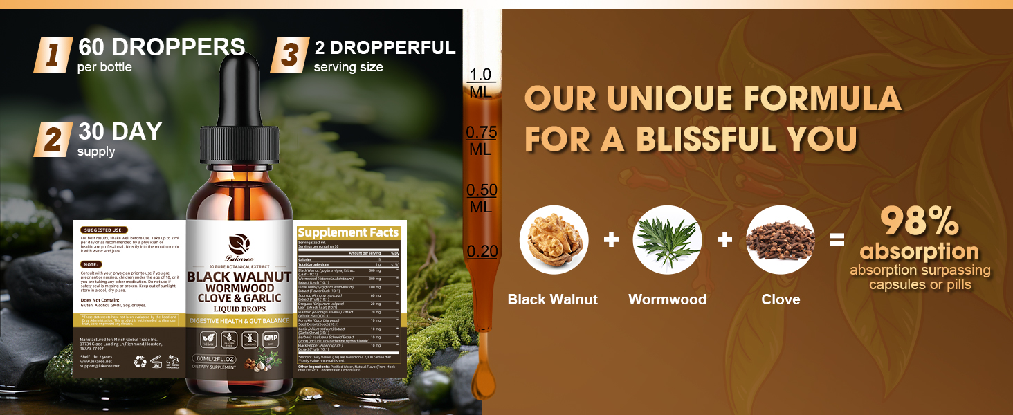98% ABSORPTION BLACK WALNUT WORMWOOD