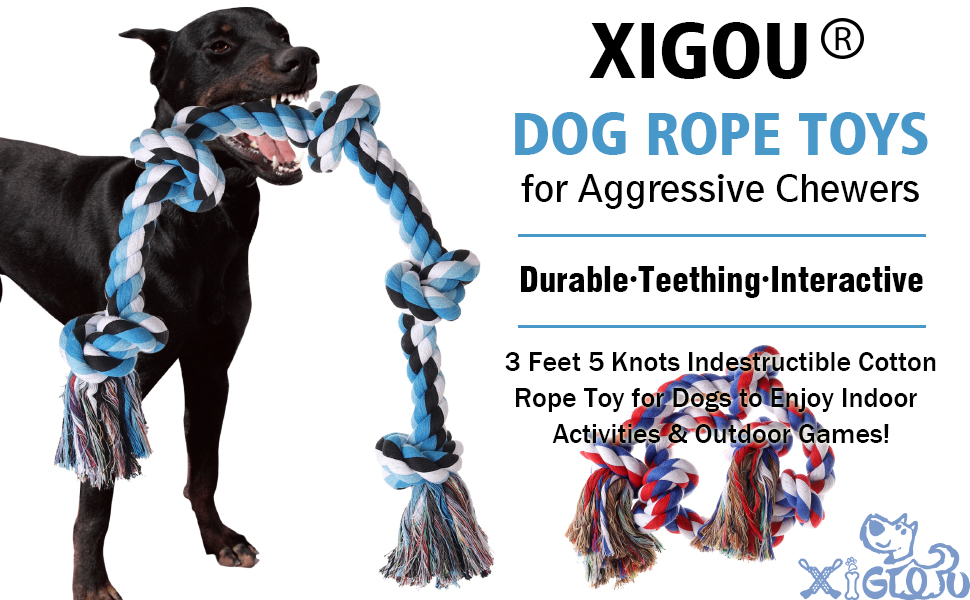 XIGOU Dog Rope Toys for Large Dogs Aggressive Chewers, Dog