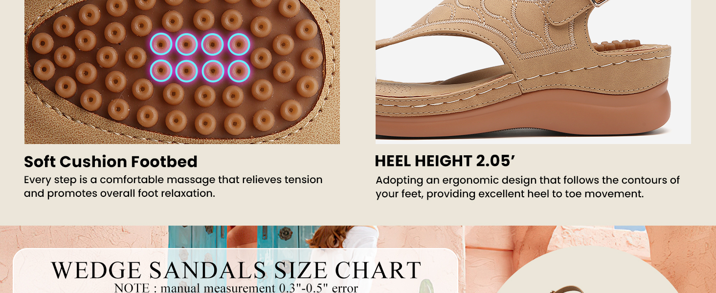 Sandals for Women High Arch Support Flip Flops Wedge Comfortable Beach Shoes Summer Casual Sandals