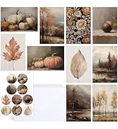 FYSUIMU 30 Packs Fall Scenes Greeting Cards Watercolor Pumpkin Leaves Nature Landscape Blank Note...