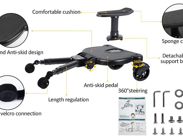 universal stroller board exploded view