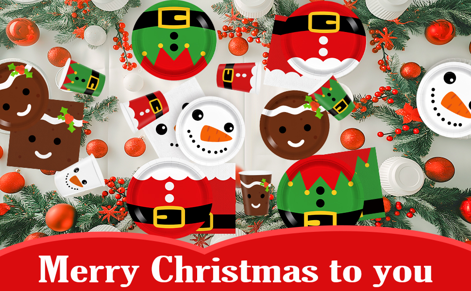 AGoooodySet 160pcs Christmas Paper Plates Napkins Christmas