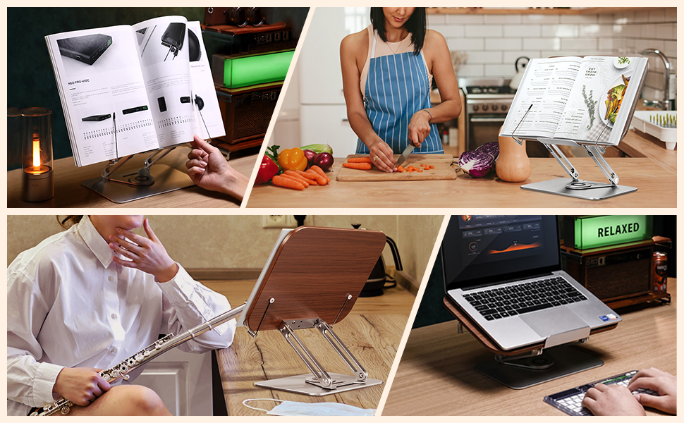 Desktop Book Stand for Reading 360° Rotate Adjustable Book Holder Multi
