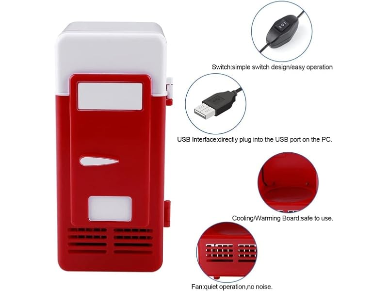 Mini Red USB Portable Fridge for Bedroom Portable Cold Red
