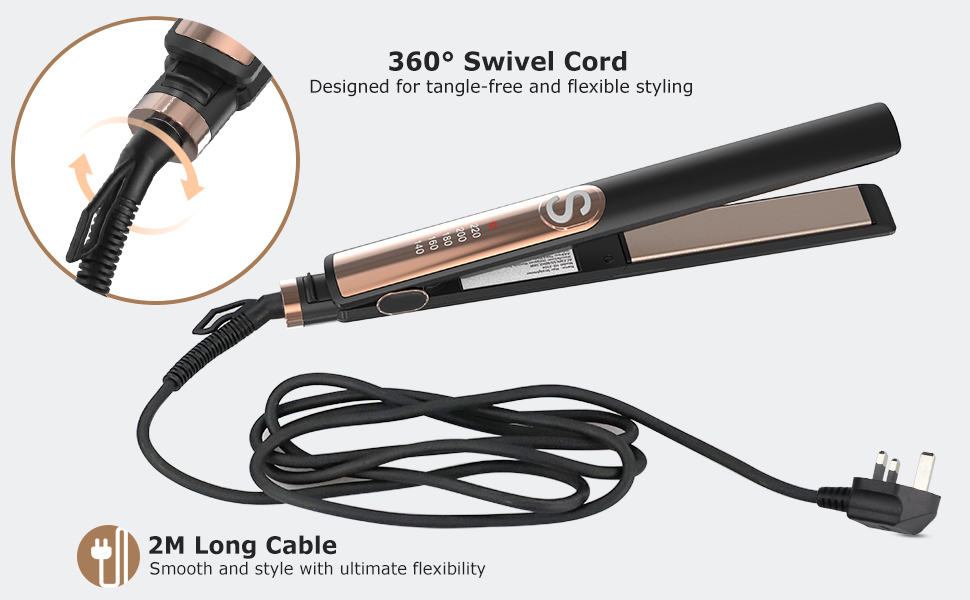 Oxsaytee Hair Iron Straightener Up to 220° Digital 5 Heat Settings Hair iron with Ceramic Coating for Smooth Glide Lasting Results for Curl Auto-shut off, Black 4 2