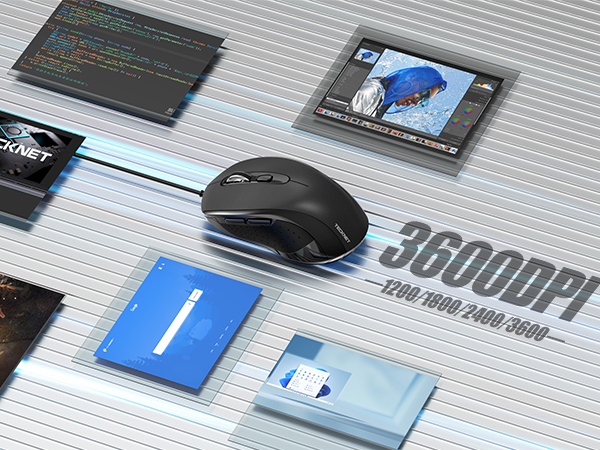 その他 mouse TECKNET Wired Mouse, USB Wired Computer Mouse, 3600DPI 4