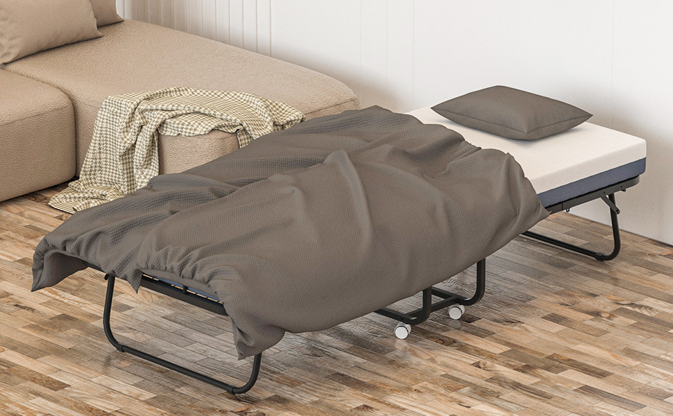 PONROL Folding Bed with Luxurious Memory Foam Mattress