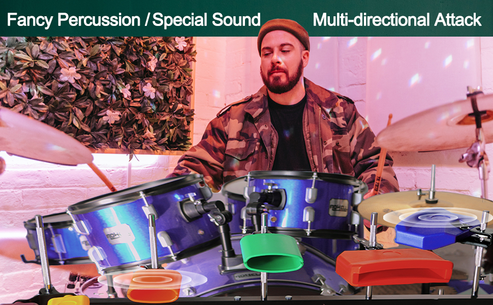 RANMING Jam Block Set,Jam Block Percussion Stand,Triangular Double Brace Design