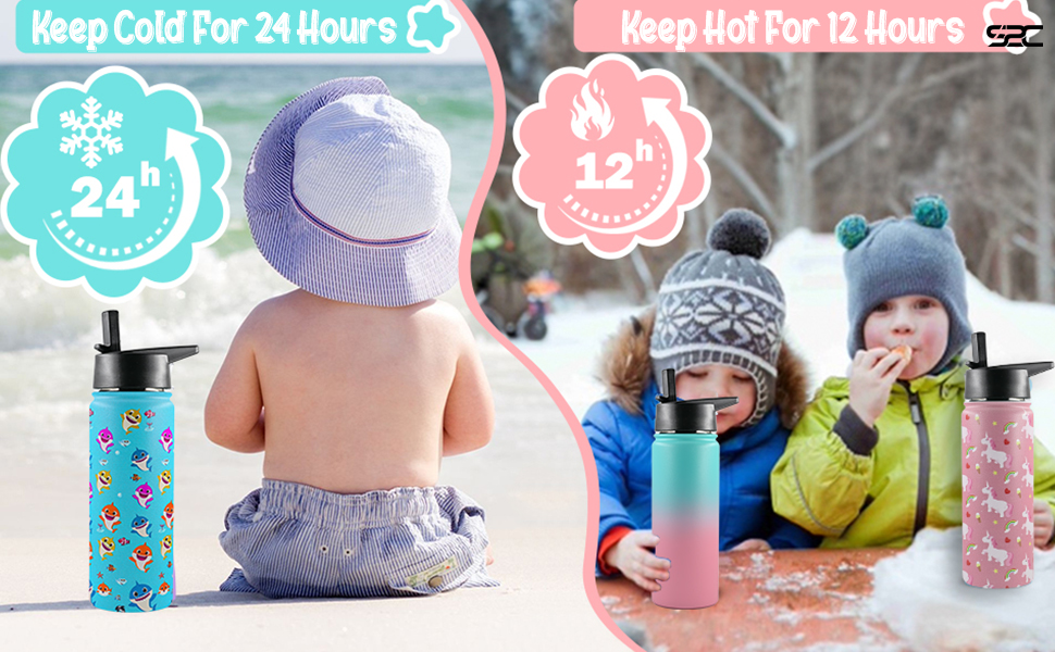 S2C Kids Water Bottle for School with Straw Lid, 550ml Kids water