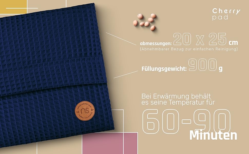 CherryPad Cherry Pad Kirschkernkissen aus Naturbelassener Baumwolle Wärmekissen oder Kühlkissen 